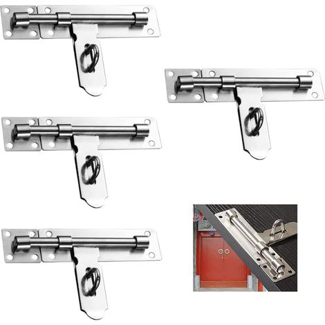 4 Pièces Loquet de Porte Serrure, 8'' Targette de Porte Cadenas, Loquet de Portail en Acier Inoxydable, Porte Verrou Loquet Porte, pour Entrepôt Garage Grange Portail Cour Porte (1/5)