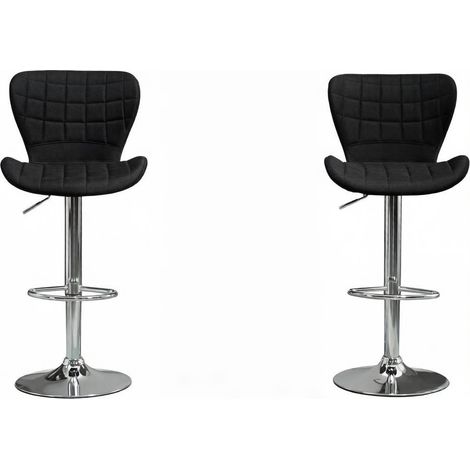 Set de 2 taburetes de bar negros con altura regulable y giro 360° (1/5)