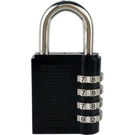 Ortviai Cadenas à Combinaison 4 Roulettes Sans Clé Zinc Anti-Vol Universel pour Valises Gym Noir