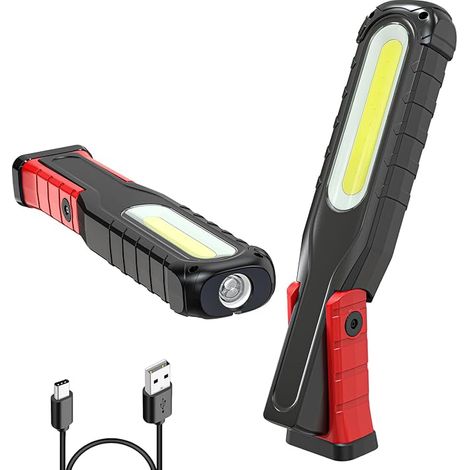 Lampe de Travail Rechargeable Puissante, 6000 mAh Lampe d'inspection avec Fonction Pivotante Pied Magnétique et Crochets, 5 Modes Lampe Mecanicien pour Garage Camping (1/5)