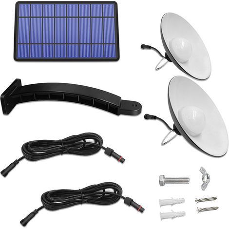 Ortviai Suspension Solaire Extérieure IP65 avec 2 Lampes LED Blanc Froid 6000K, Détecteur Crépusculaire, Panneau Solaire Réglable 180° (1/4)