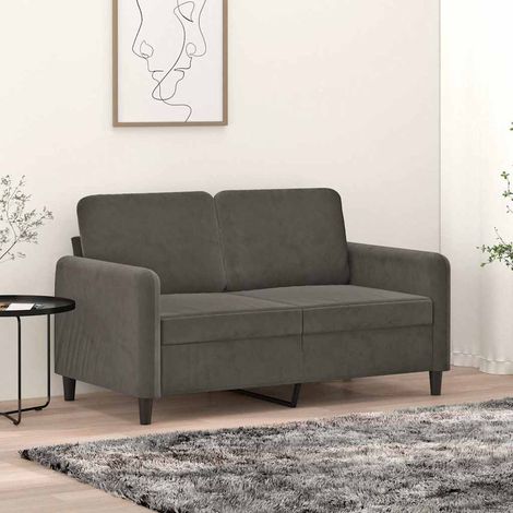 vidaXL Canapé à 2 places Gris foncé 120 cm Velours (1/5)