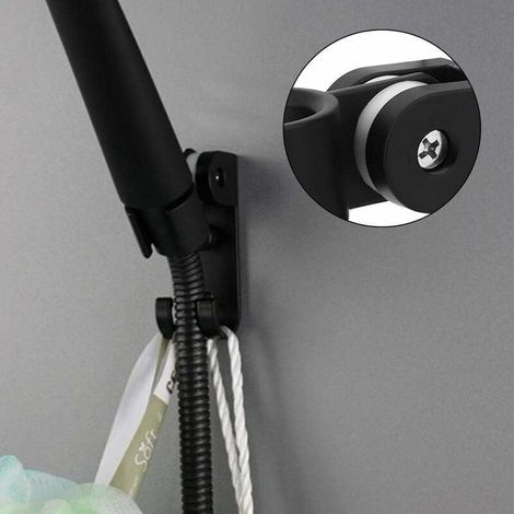 Supporto per soffione doccia, regolabile, in acciaio inox nero opaco, da parete. (1/4)