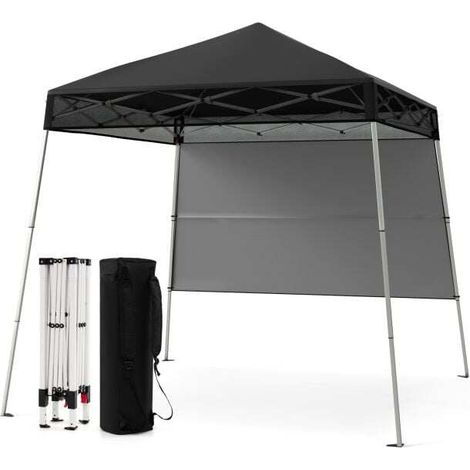 Tonnelle pliante noire en tissu Oxford avec paroi latérale et montage sans outils pour jardin, terrasse et événements (1/5)