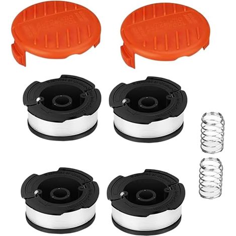 Black & Decker GL4525, GL5028, GLC1423L, GLC1825L - Lot de 8 bobines de fil pour débroussailleuse - Diamètre du fil : 1,6 mm - Contient 4 bobines de coupe-bordure, 2 capuchons de protection, 2 (1/5)