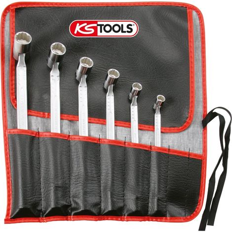KS Tools 517.0310 Serie di Chiavi a Doppia Bussola Snodate Classic, 6 Pezzi, 8X9-18X19 mm