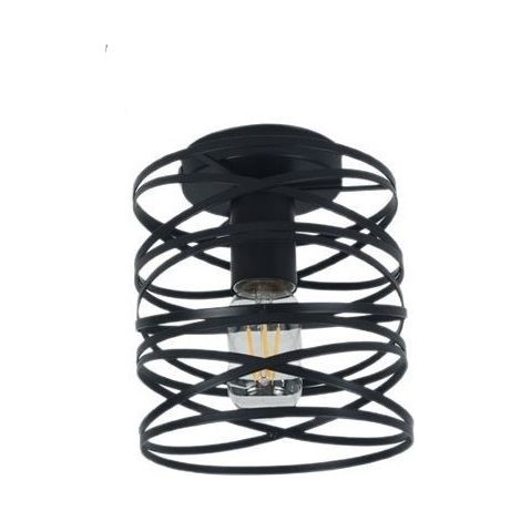 Plafonnier Industrielle Cage Lustre Suspension en Métal Fer Luminaire Noir (1/5)