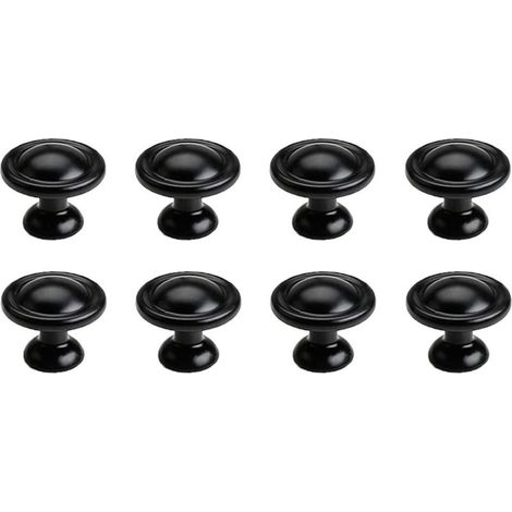 8pcs Boutons De Tiroir, Boutons D'Armoire Noirs, Poignée De Tirage De Tiroir En Alliage De Zinc Poignées De Placard à Un Trou, Boutons De Porte Avec Vis Pour Meubles De Garde-Robe (1/5)