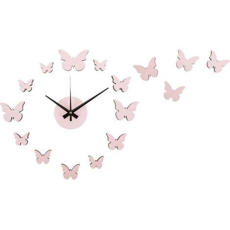 Horloge murale pastel DIY Butterfly Rose pâle (1/2)