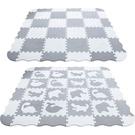 Haloyo® Kinderspielteppich mit Zaun,Haloyo®,Puzzlematte für Babys,Spielmatte schadstofffreie,geruchlose Krabbelmatte,30 x 30 cm (1/5)