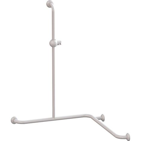 Pellet – Barre de douche d'angle en aluminium époxy blanc – Support douchette Ø30 & Ø25mm – Dimensions 750x750x1000mm – Charge utile 150kg (1/2)