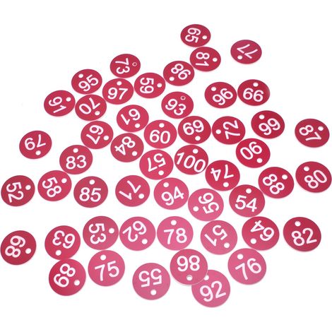 50 étiquettes numérotées pour l'élevage, l'apiculture et les produits d'élevage, de 51 à 100 (rouge). (1/5)