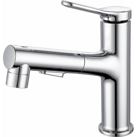 Robinet de lavabo, robinet de salle de bain, lavabo froid et chaud, robinet de lavabo pour salle de bain, mitigeur monocommande, robinet de salle de bain avec douchette extensible chromé (1/5)