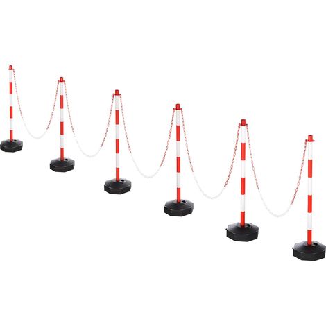 6Pcs Poteaux De Délimitation De Trafic avec Base Remplissable, 5ft Barrières De Sécurité en Chaîne Plastique pour Stationnement, Contrôle De Foule Intérieur/Extérieur, Rouge/Blanc (1/5)