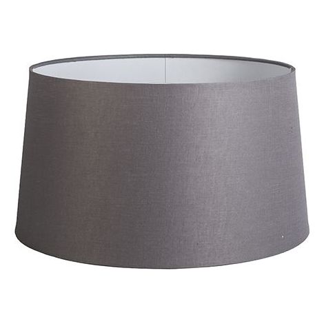Qazqa – Abat-jour en lin gris foncé rond incliné 45cm – Système d'orientation des bras – Pour lampes à poser et suspensions – Hauteur 25cm