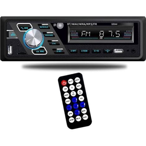 Autoradio 24V Bluetooth Stéréo MP3 Appels Mains Libres FM Ports USB TF AUX IN Prise ISO Télécommande (1/4)