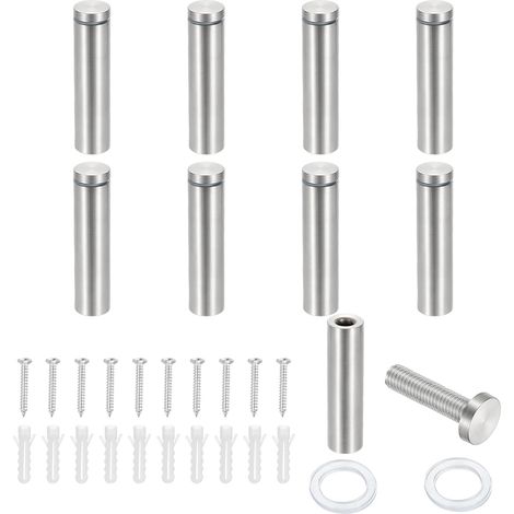 Lot de 8 vis entretoises de 1,9 x 7,9 cm en acier inoxydable pour panneau mural, matériel de montage, clou pour accrocher des panneaux en acrylique, cadre photo, argent (1/5)