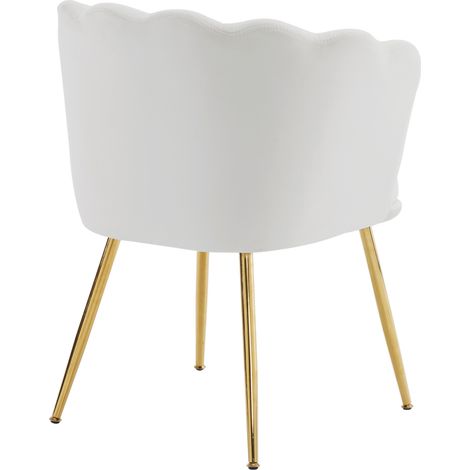 Chaise d’intérieur en velours avec dossier en forme de pétale et pieds métalliques dorés - lot de 6 (1/5)