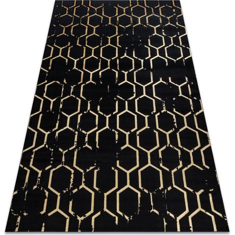 Tappeto GLOSS moderno  407C 86 elegante, glamour, art deco nero / oro black 200x290 cm