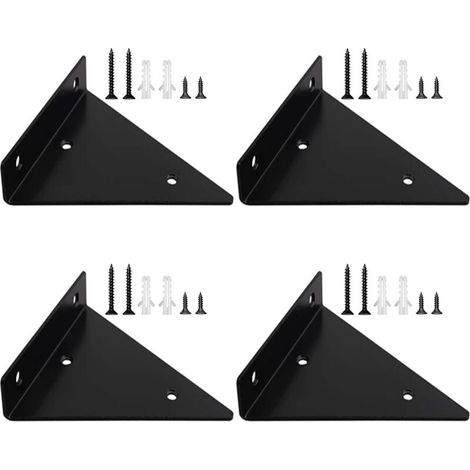 Set mit 4 unsichtbaren Metallhalterungen für Wandregale, 170 × 130 mm, schwarz. – AquaForge