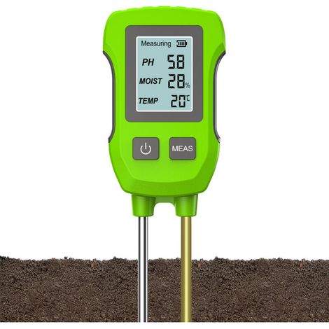 L'analyseur d'humidité du sol 3 en 1 modèle 2025 est équipé d'un écran d'affichage/valeur de pH/thermomètre de jardin numérique grand écran, d'un pH-mètre et d'un hygromètre. (1/5)