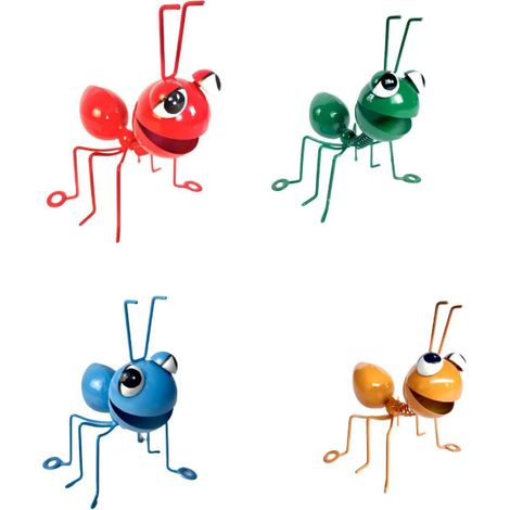 4 pièces Décoration de Fourmis en métal Décoration Murale Fourmi Décoration de Jardin pour Fourmis Insectes Mignons et colorés pour la décoration Murale du Jardin, de la pelouse et de la Maison