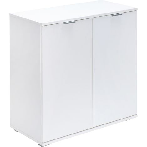 Casaria – Buffet ALBA meuble de rangement 2 portes – Dimensions 71 x 74 x 35 cm – MDF blanc – Tablette réglable 15 kg – Design moderne