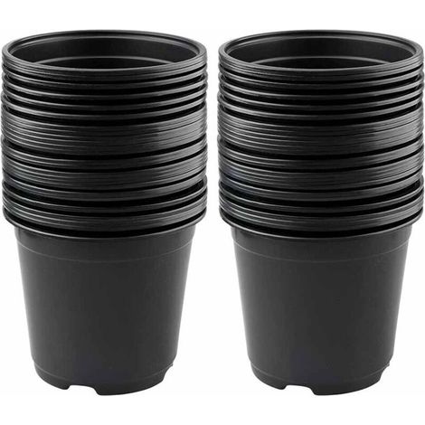 Lot de 50 pots de fleurs en plastique de 9,8 cm, pots légers pour semis, pots pour semis de pépinière, conteneurs pour plantes à fleurs (9,88,5 cm, noir).