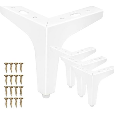 Lot de 4 pieds de meubles en métal de 15,2 cm – Pieds de rechange modernes en forme de triangle diamant blanc pour armoire, canapé, table, ottomane (1/3)