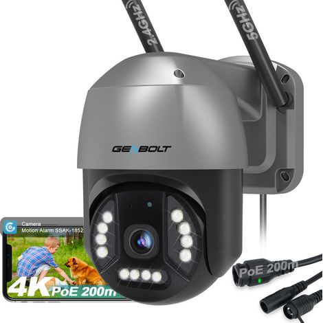 GENBOLT 4K Caméra Surveillance WiFi Extérieure,2.4&5GHz 8MP Caméra IP avec Détection Humaine/Véhicule Vision Nocturne Couleur