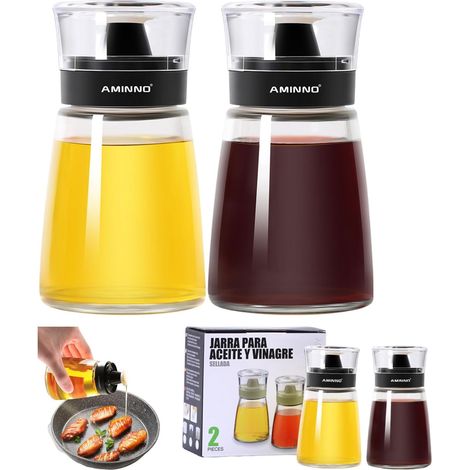 Distributeur Huile - Lot de 2 - Verre - 160 ml - Anti-fuite - Cuisine et Camping (1/5)