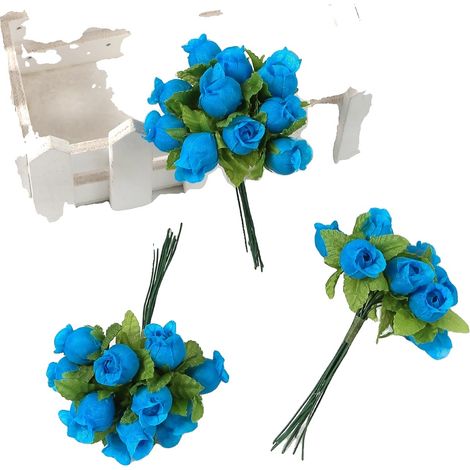 Flores artificiales, mini ramos de rosas, decoración del hogar, 02, 12 piezas-c (1/2)