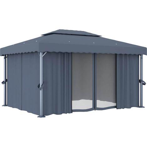 Tonnelle avec rideau 4x3 m Anthracite Aluminium (1/5)