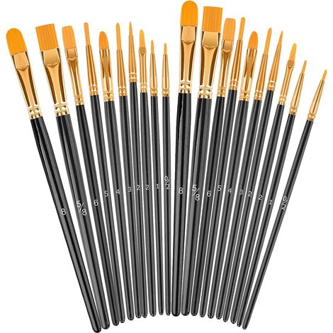Ensemble de pinceaux (2 lots de 20) pour peinture acrylique, huile et aquarelle. Pinceaux d'artiste pour le corps, le visage, la pierre et la toile. Matériel de dessin pour enfants et adultes. (1/5)