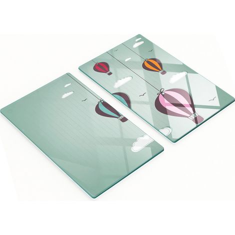 Stilvolle und robuste Glasplatten mit Ballonmotiv, 2 x 30 x 52 cm (1/5)