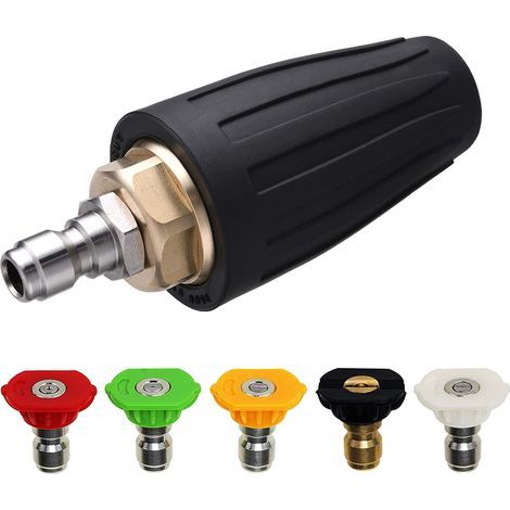 Turbo Nozzle for Pressure Washer, Rotating Nozzle and 5 Tips, 1/4" Quick Connect, 3600 PSI, 2.5" Orifice (1/5)