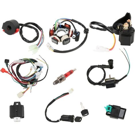 Faisceau de Câblage KIMISS, Faisceau de Câbles Quad CDI Remplacement du Faisceau de Câblage pour 50cc 70cc 90cc 110cc 125cc ATV Quad Dirt Bike Go Kart Pièces (1/4)