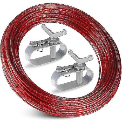 Câble et 2 treuils pour couverture de piscine, câble en acier gainé de plastique, ressort en aluminium, cliquet pour la fixation de piscines hors sol (1/5)