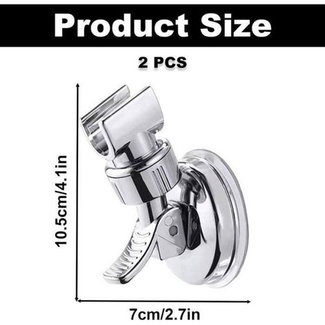 Support De Pommeau De Douche - Ventouse Réglable En Hauteur - Pour Installation Murale Sans Perçage - Lot De 2 (1/5)