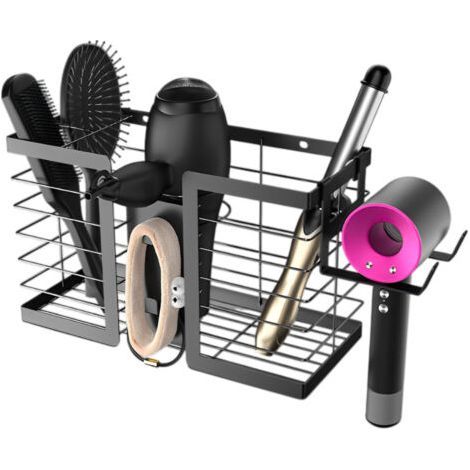Étagère de rangement multifonctionnelle - support pour sèche-cheveux, boîte de rangement pour salle de bain - noire-Muntra (1/5)