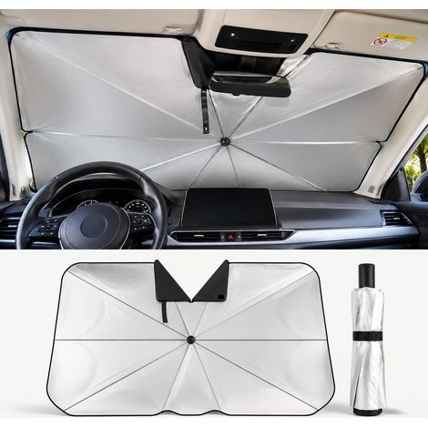 Parasol pare-brise pour voiture, housse épaissie argent titane pour bloquer la chaleur et les UV, destinée aux voitures stationnées à l'extérieur en été pour prévenir le vieillissement de l'intérieur (1/4)