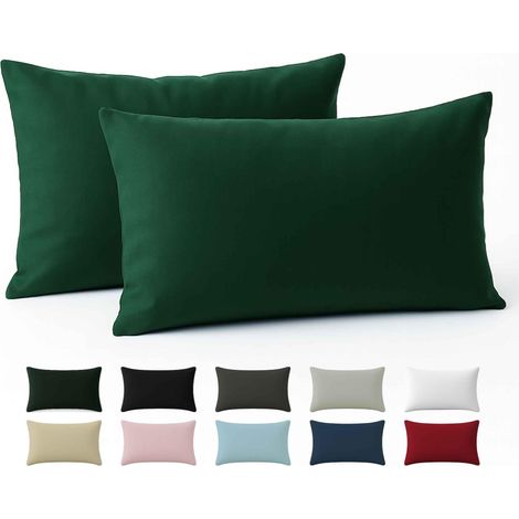 Taie Oreiller 50x70 Coton Renforcé Set de 2 Vert Tissage serré de 57 Fils/cm² Taie Oreiller 50 x 70 cm (1/5)