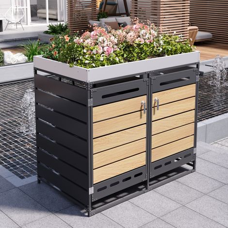Mueble jardín almacenaje 2 compartimentos hierro OKMYHOME (1/5)