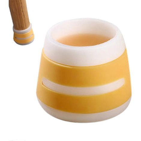 Lot de 32 protège-pieds de chaise pour parquet, en feutre de silicone jaune (1/5)