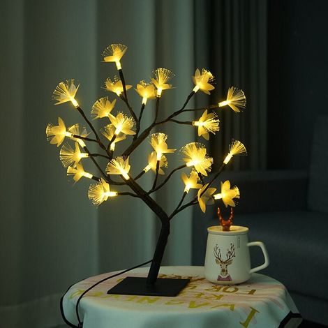 Lampada LED USB a forma di albero di fiori per la casa, decorazione della camera da letto, luce notturna, fiori di ciliegio, pesco, fibra ottica, festival, vacanze, matrimonio (fiore in fibra ottica) (1/5)