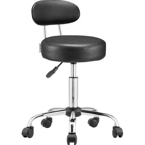 Casaria Taburete alto giratorio con ruedas y ajustable asiento de oficina con respaldo silla alta de interior despacho Negro (1/5)