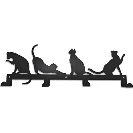 Crochet mural décoratif en métal en forme de chat, à fixer au mur, idéal pour décorer le salon, la salle à manger, la chambre ou l'extérieur. (1/5)