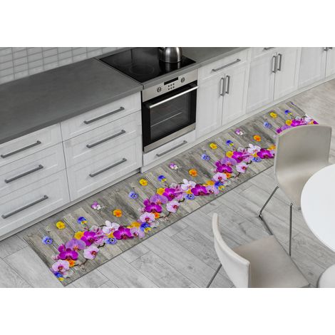 Tappeto Passatoia Cucina Antiscivolo Stampa Digitale Dis. Onda Orchidea, misura50x280coloreOrchidea (1/4)
