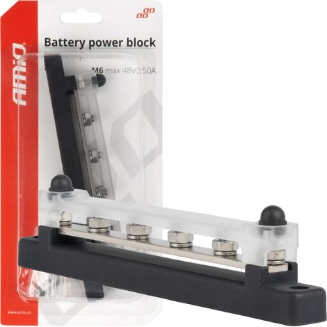 Barra di distribuzione terra più sbarra collettiva M6 12V - 48V 150A amio-03808 (1/3)