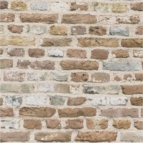 Papier peint 3D Profhome 388293 papier peint intissé gaufré à chaud légèrement texturé à l'aspect brique mat brun gris-beige blanc 5,33 m2 (1/5)